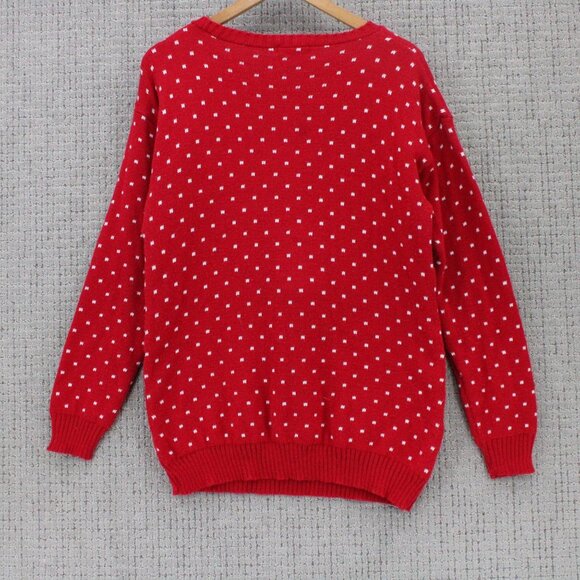 Vintage Blush Christmas Sweater Mens Large L Red Pullover Knit Red Nose Reindeer - Picture 7 of 9